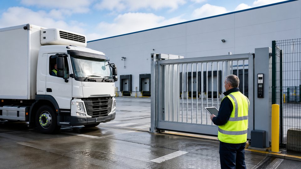Automated sliding gate and access control at a food manufacturing loading yard